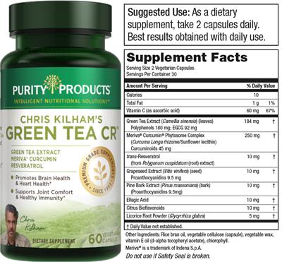 Photo of the Purity Products Chris Kilham's Green Tea CR label