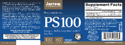 Photo of the Jarrow Formulas PS100 100 mg label