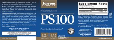 Photo of the Jarrow Formulas PS100 100 mg label