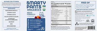 Photo of the SmartyPants Organics Men's Formula label