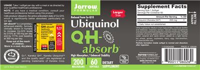Photo of the Jarrow Formulas QH-absorb 200 mg label