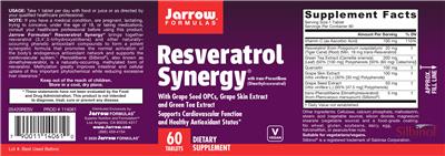 Photo of the Jarrow Formulas Resveratrol Synergy label