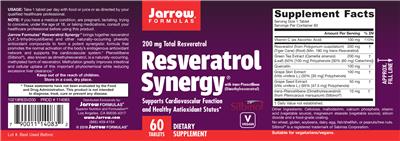 Photo of the Jarrow Formulas Resveratrol Synergy 200 mg label