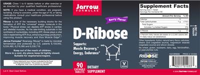 Photo of the Jarrow Formulas D-Ribose Berry Flavor label