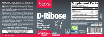 Photo of the Jarrow Formulas D-Ribose label