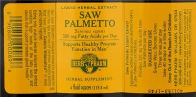 Photo of the Herb Pharm Saw Palmetto label