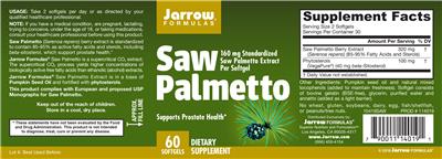 Photo of the Jarrow Formulas Saw Palmetto label
