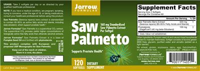 Photo of the Jarrow Formulas Saw Palmetto label
