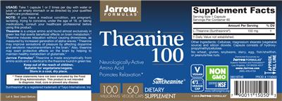 Photo of the Jarrow Formulas Theanine 100 mg label