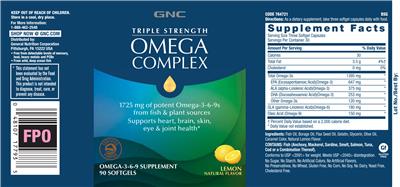 Photo of the GNC Triple Strength Omega Complex Lemon Natural Flavor label