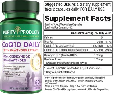 Photo of the Purity Products CoQ10 Daily with Hawthorn Extract label