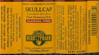 Photo of the Herb Pharm Skullcap Alcohol-Free label