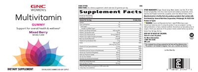 Photo of the GNC Women's Multivitamin Gummy Mixed Berry label
