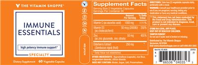 Photo of the The Vitamin Shoppe Immune Essentials label