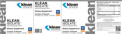 Photo of the Klean Athlete Klean Isolate Natural Chocolate Flavor label