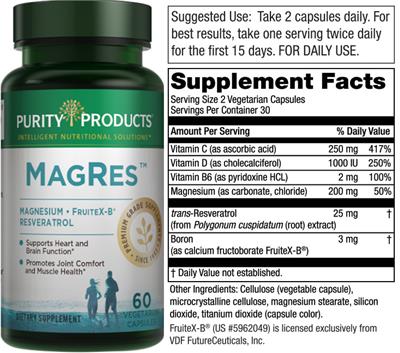 Photo of the Purity Products MagRes label