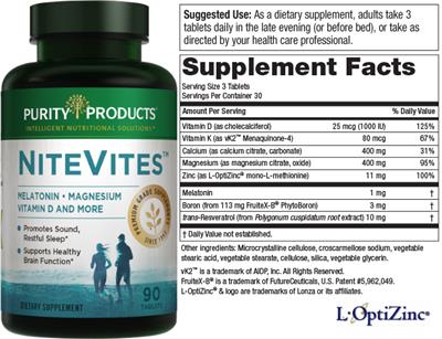 Photo of the Purity Products NiteVites label