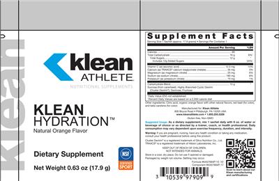 Photo of the Klean Athlete Klean Hydration Natural Orange Flavor label