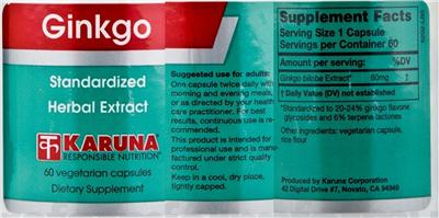Photo of the Karuna Ginkgo label