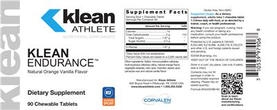 Photo of the Klean Athlete Klean Endurance Natural Orange Vanilla Flavor label