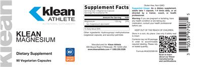 Photo of the Klean Athlete Klean Magnesium label