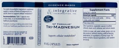 Photo of the Integrative Therapeutics Tri-Magnesium label