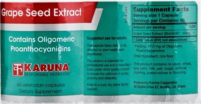 Photo of the Karuna Grape Seed Extract label