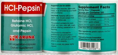 Photo of the Karuna HCl-Pepsin label