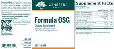 Photo of the Genestra Brands Formula OSG label