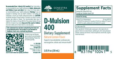Photo of the Genestra Brands D-Mulsion 400 Natural Lemon Flavor label