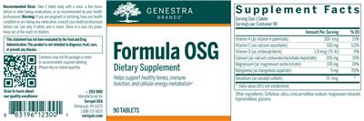 Photo of the Genestra Brands Formula OSG label