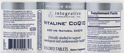 Photo of the Integrative Therapeutics Vitaline CoQ10 label