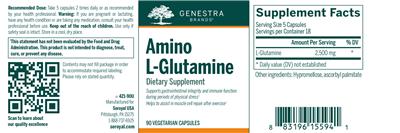 Photo of the Genestra Brands Amino L-Glutamine label