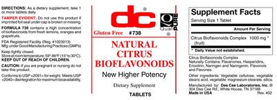 Photo of the DC Natural Citrus Bioflavonoids label