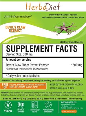 Photo of the Herbadiet Devil's Claw Extract label