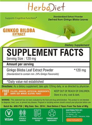 Photo of the Herbadiet Ginkgo Biloba Extract label
