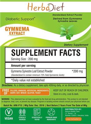 Photo of the Herbadiet Gymnema Extract label