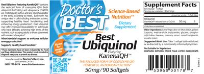 Photo of the Doctor's Best Best Ubiquinol 50 mg label