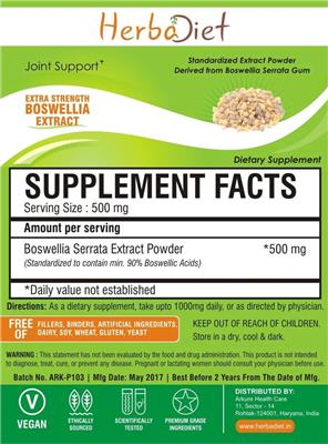 Photo of the Herbadiet Extra Strength Boswellia Extract label