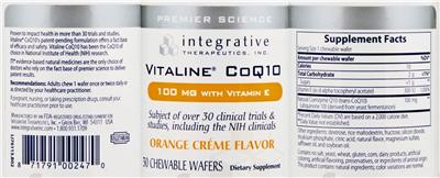 Photo of the Integrative Therapeutics Vitaline CoQ10 100 mg With Vitamin E Orange Creme Flavor label
