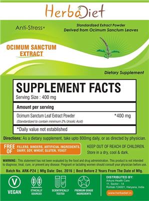 Photo of the Herbadiet Ocimum Sanctum Extract label