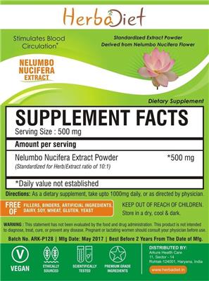 Photo of the Herbadiet Nelumbo nucifera Extract label