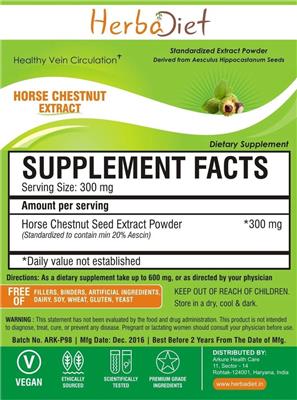 Photo of the Herbadiet Horse Chestnut Extract label