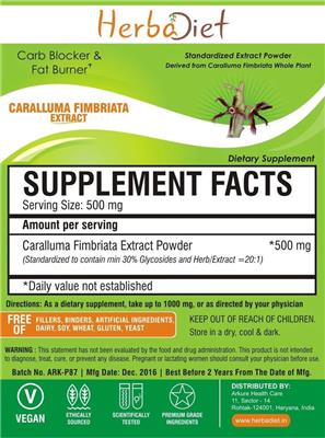 Photo of the Herbadiet Caralluma Fimbriata Extract label