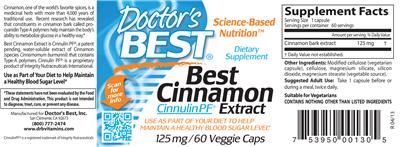 Photo of the Doctor's Best Best Cinnamon Extract label