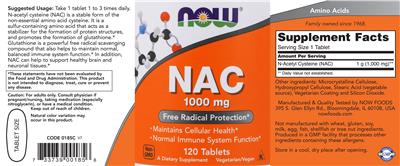 Photo of the NOW NAC 1000 mg label