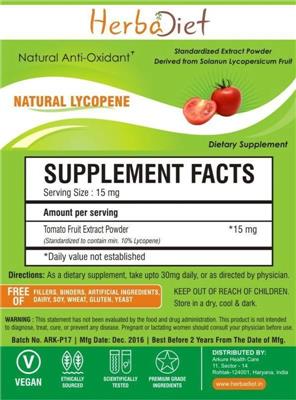 Photo of the Herbadiet Natural Lycopene label