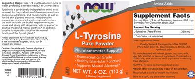 Photo of the NOW L-Tyrosine label
