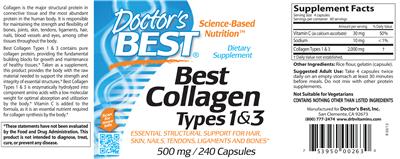 Photo of the Doctor's Best Best Collagen Types 1 & 3 label