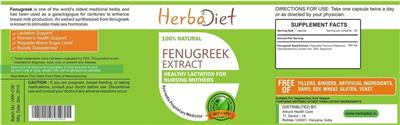 Photo of the Herbadiet Fenugreek Extract label